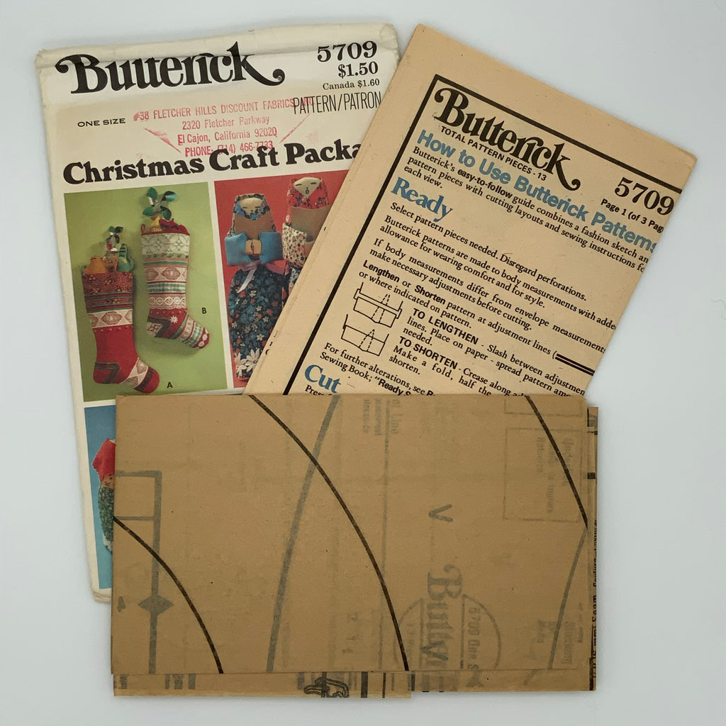 Butterick 5709 Folk Christmas Decorations - Vintage Uncut Craft Pattern