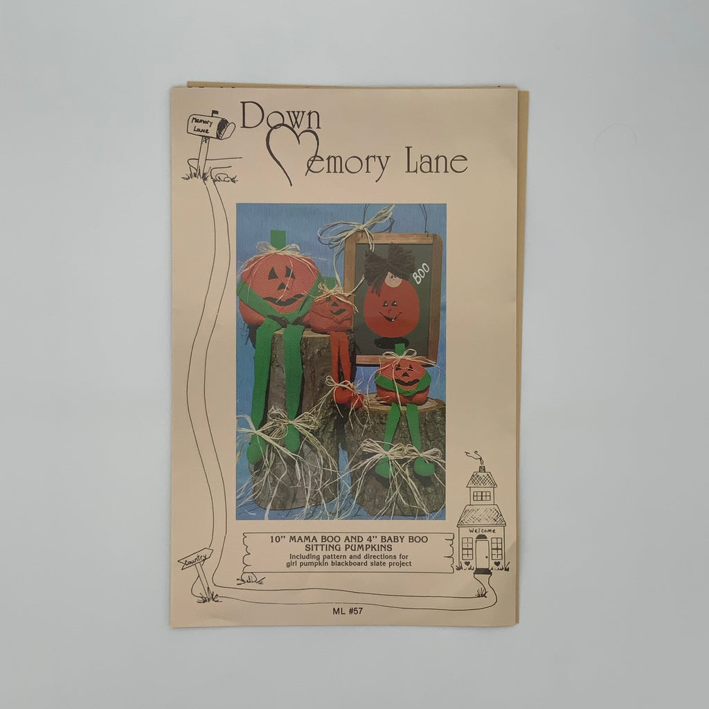 Mama Boo and Baby Boo Sitting Pumpkins - Down Memory Lane - Uncut Craft Pattern