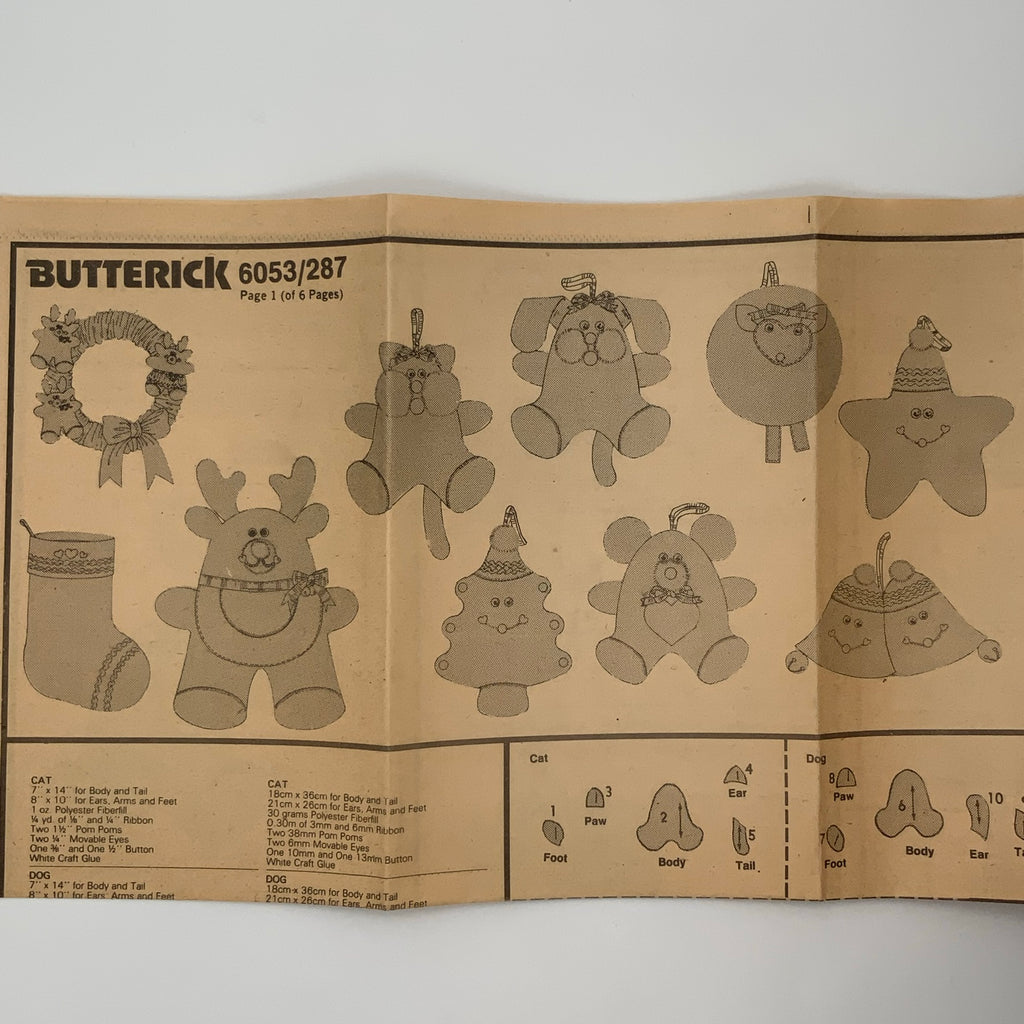Butterick 6053 Christmas Decorations - Vintage Uncut Craft Pattern