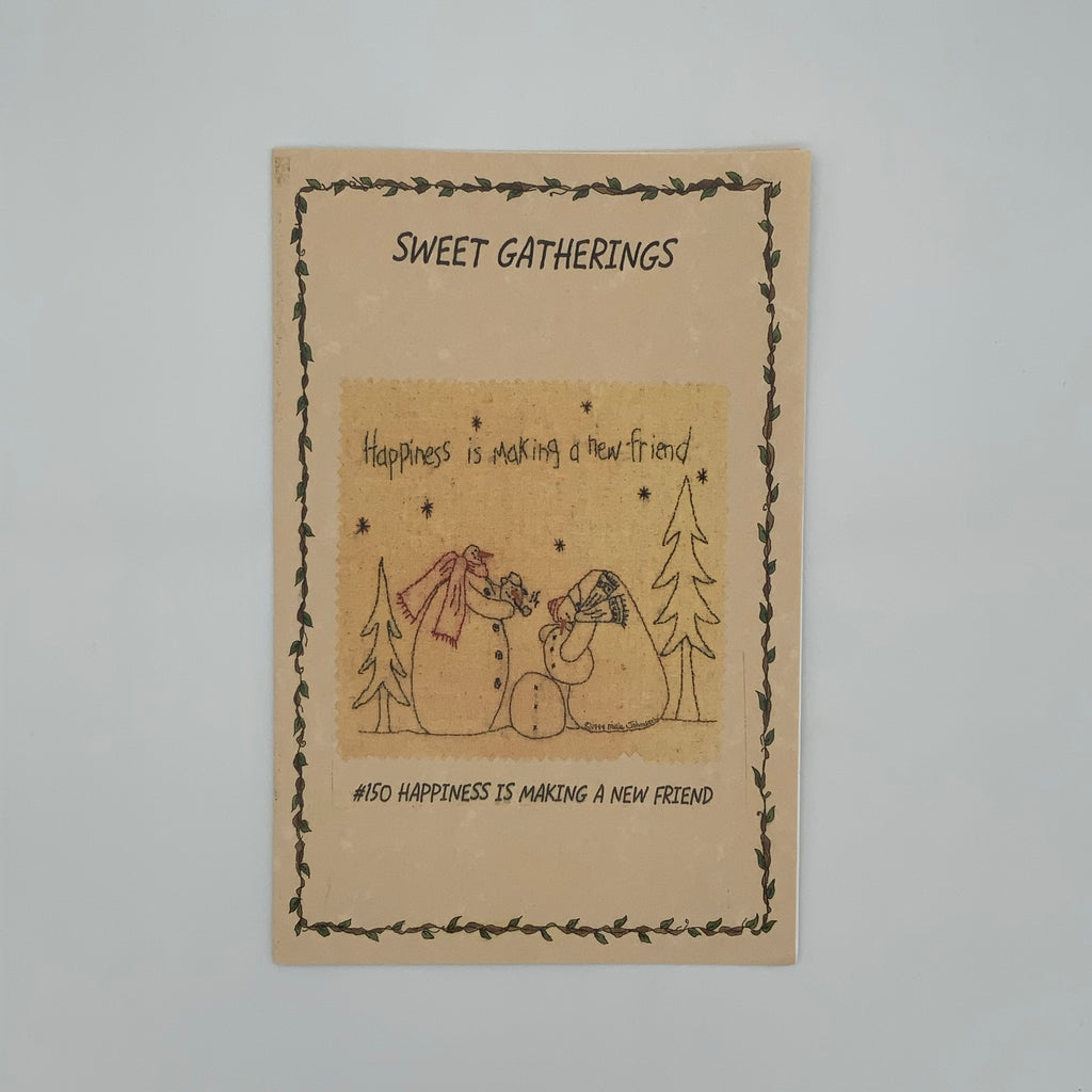 Happiness is Making a New Friend - Sweet Gatherings - Vintage Embroidery Pattern