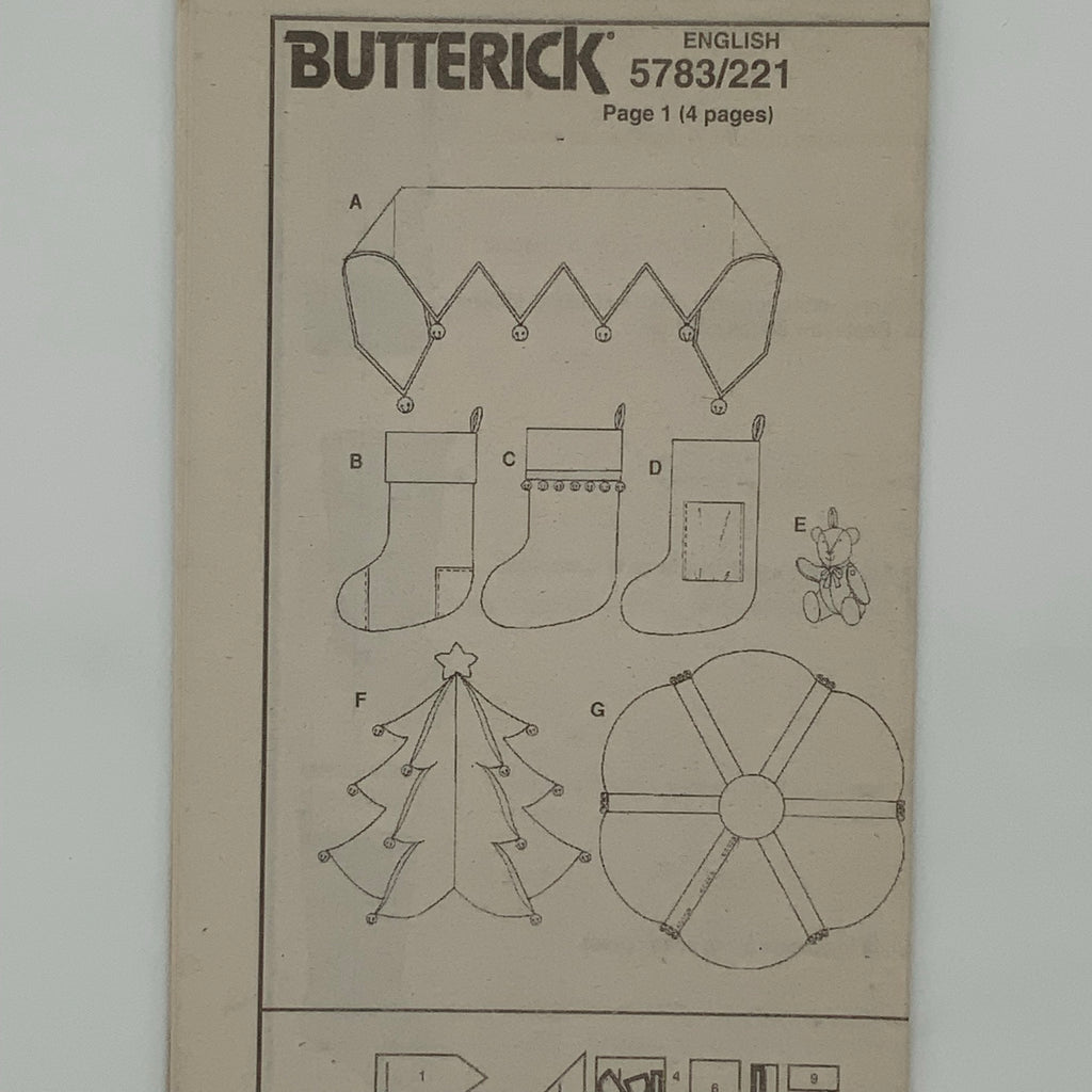 Butterick 5783 (1998) Christmas Decorations - Vintage Uncut Sewing Pattern