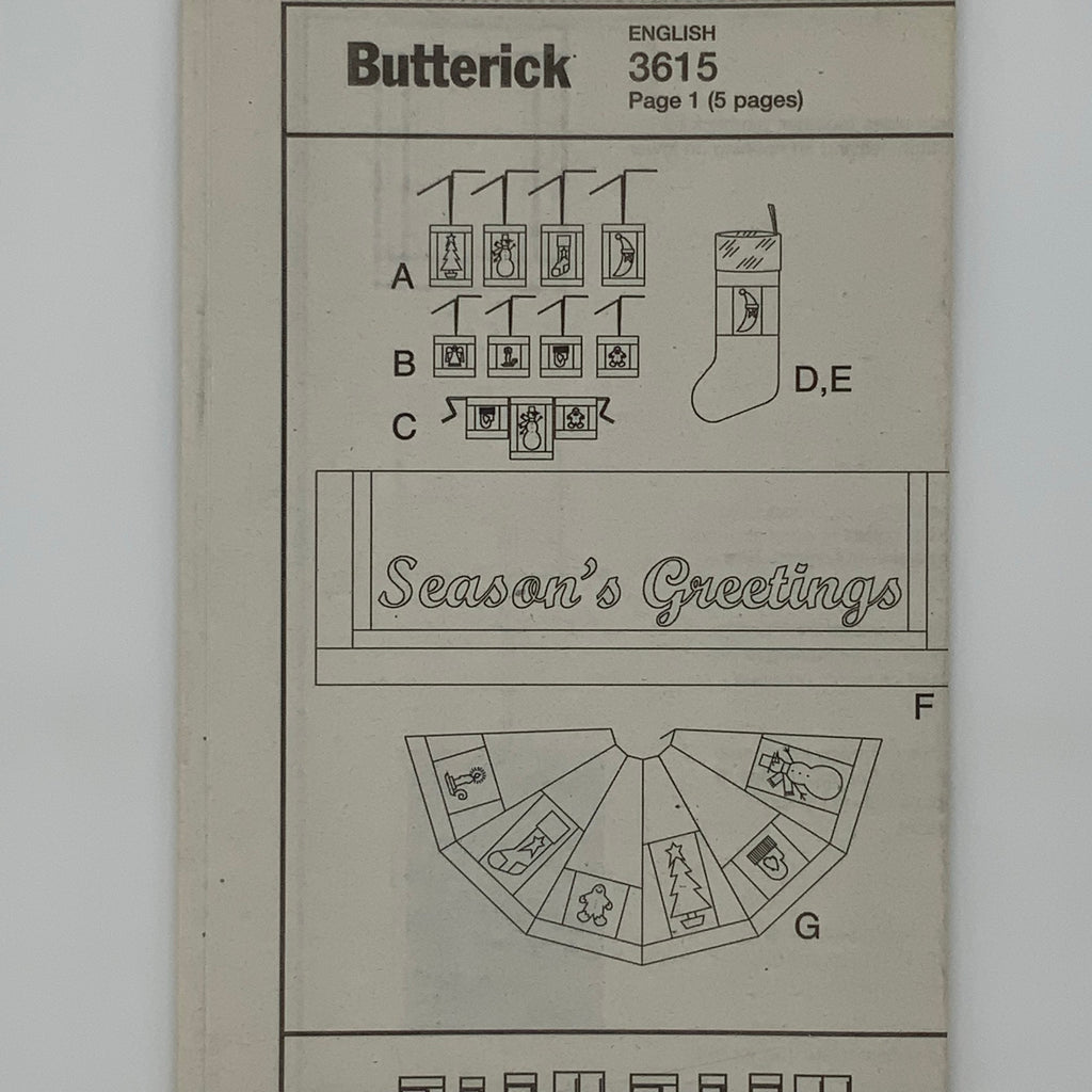 Butterick 3615 (2002) Christmas Decorations - Uncut Craft Embroidery Pattern