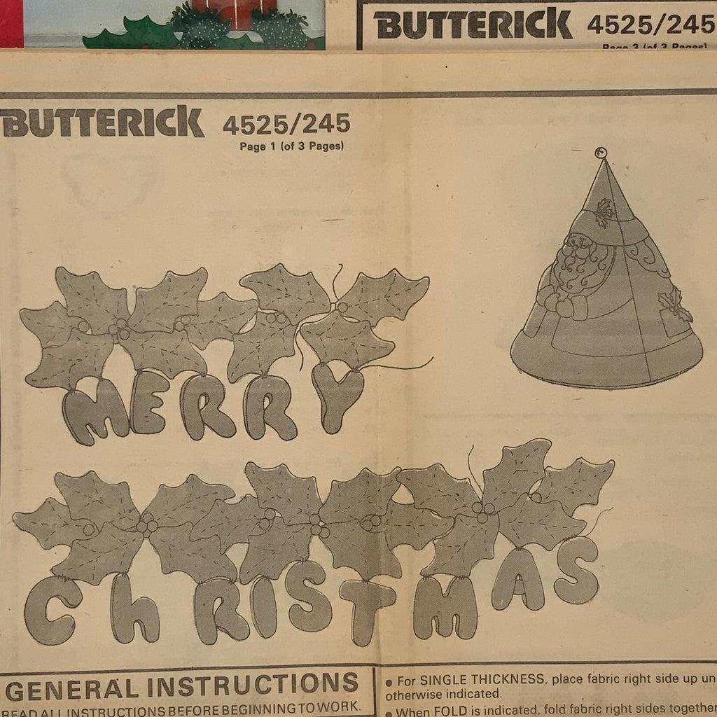 Butterick 245/4525 Christmas Decorations - Vintage Uncut Craft Pattern