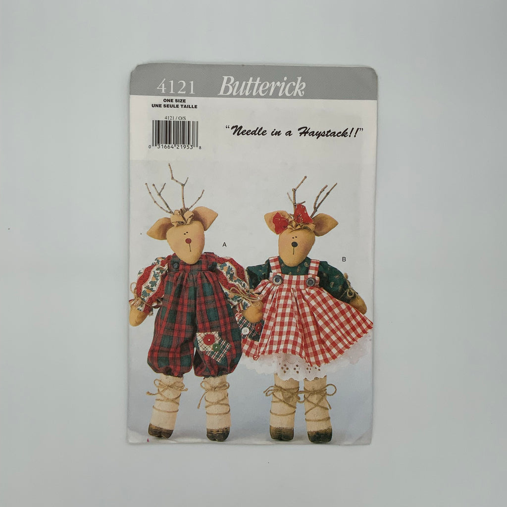Butterick 4121 (1995) Mr. and Mrs. Reindeer - Vintage Uncut Craft Pattern