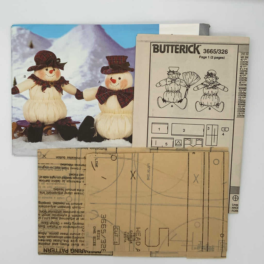 Butterick 3665 (1994) Mr. and Mrs. Snowman - Vintage Uncut Craft Pattern