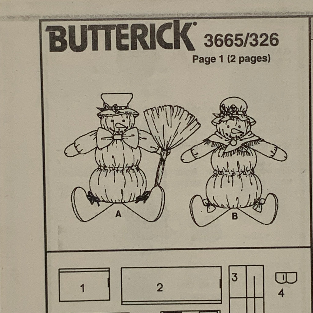 Butterick 3665 (1994) Mr. and Mrs. Snowman - Vintage Uncut Craft Pattern
