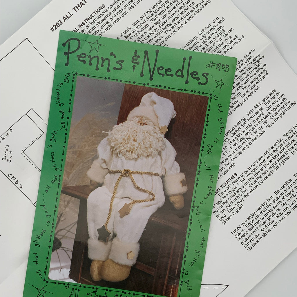 All that Glitters - Santa Doll - Penn's & Needles - Vintage Uncut Craft Pattern