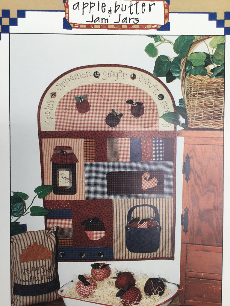 Apple Butter and Jam Jars - Calico Mountain - Wall Hanging, Book Ends, and Rag Ball Apples - Vintage Uncut Quilt Pattern