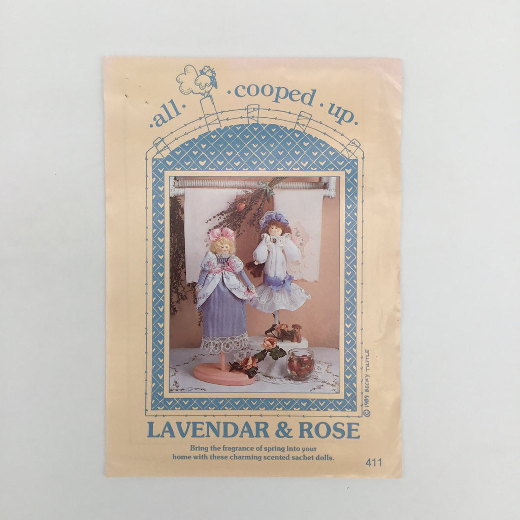 Lavendar and Rose Sachet Dolls - All Cooped Up #411 - Vintage Uncut Doll Pattern