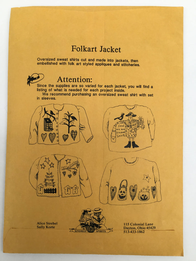 Folkart Jacket - Kindred Spirits - Vintage Uncut Applique Pattern