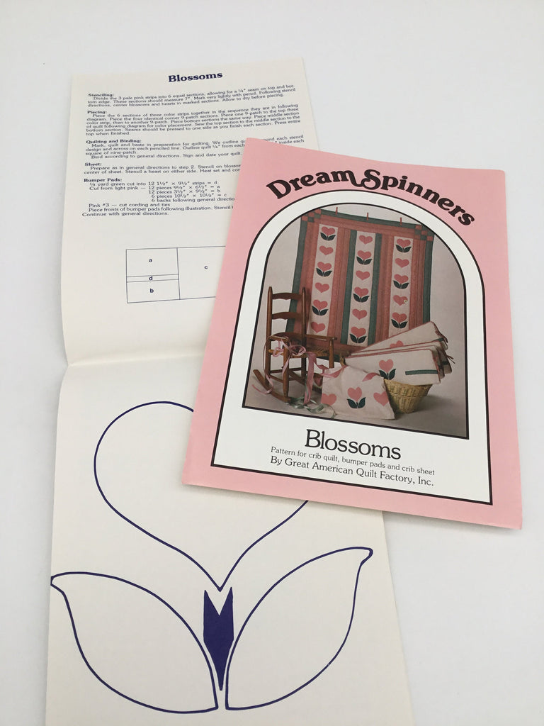 Blossoms - Dream Spinners - Crib Quilt, Bumper Pads, and Crib Sheet - Vintage Uncut Quilt Pattern