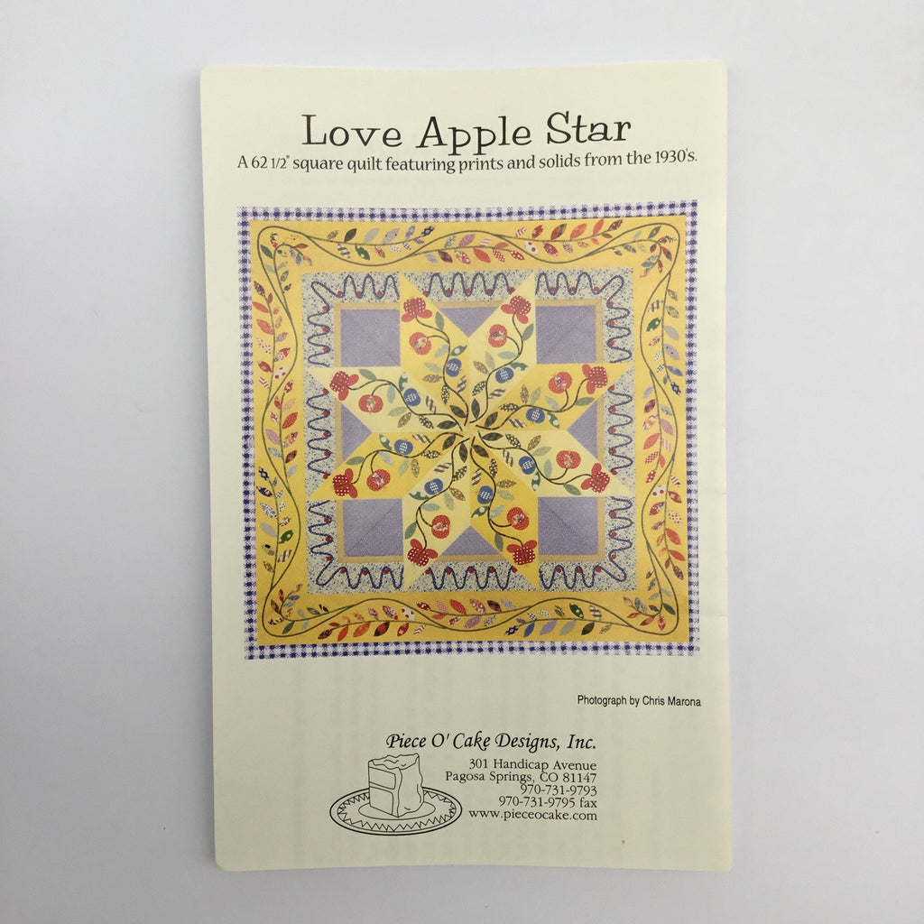 Love Apple Star - Piece O' Cake Designs - Uncut Quilt Pattern