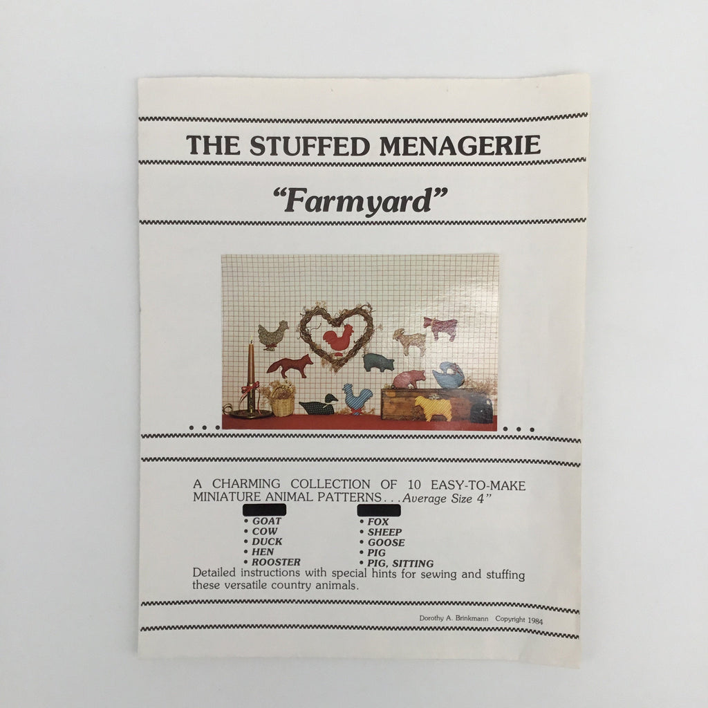 Farmyard - The Stuffed Menagerie - Vintage Uncut Stuffed Animal Pattern