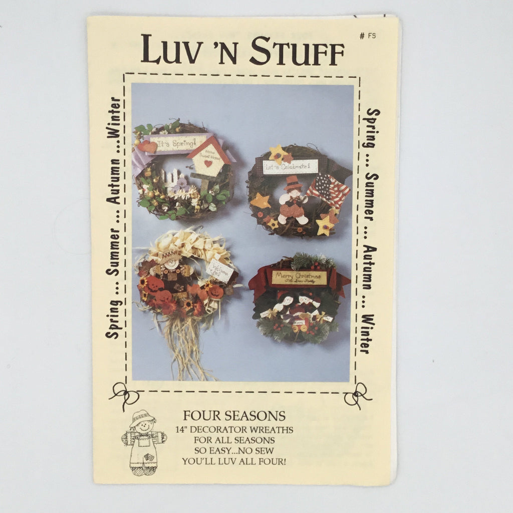 Four Seasons Decorator Wreaths - Luv 'n Stuff - Vintage Uncut Craft Pattern