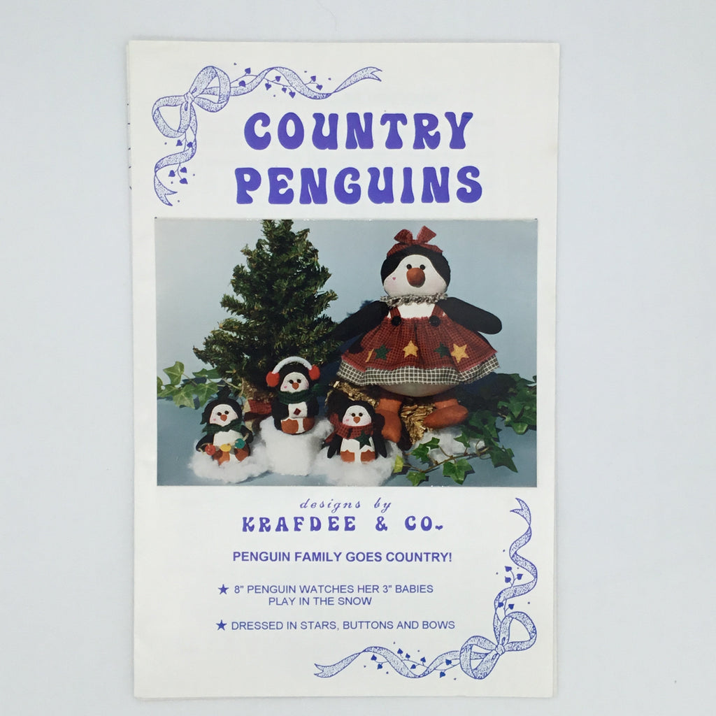 Country Penguins - Krafdee & Co. - Vintage Uncut Stuffed Animal Pattern