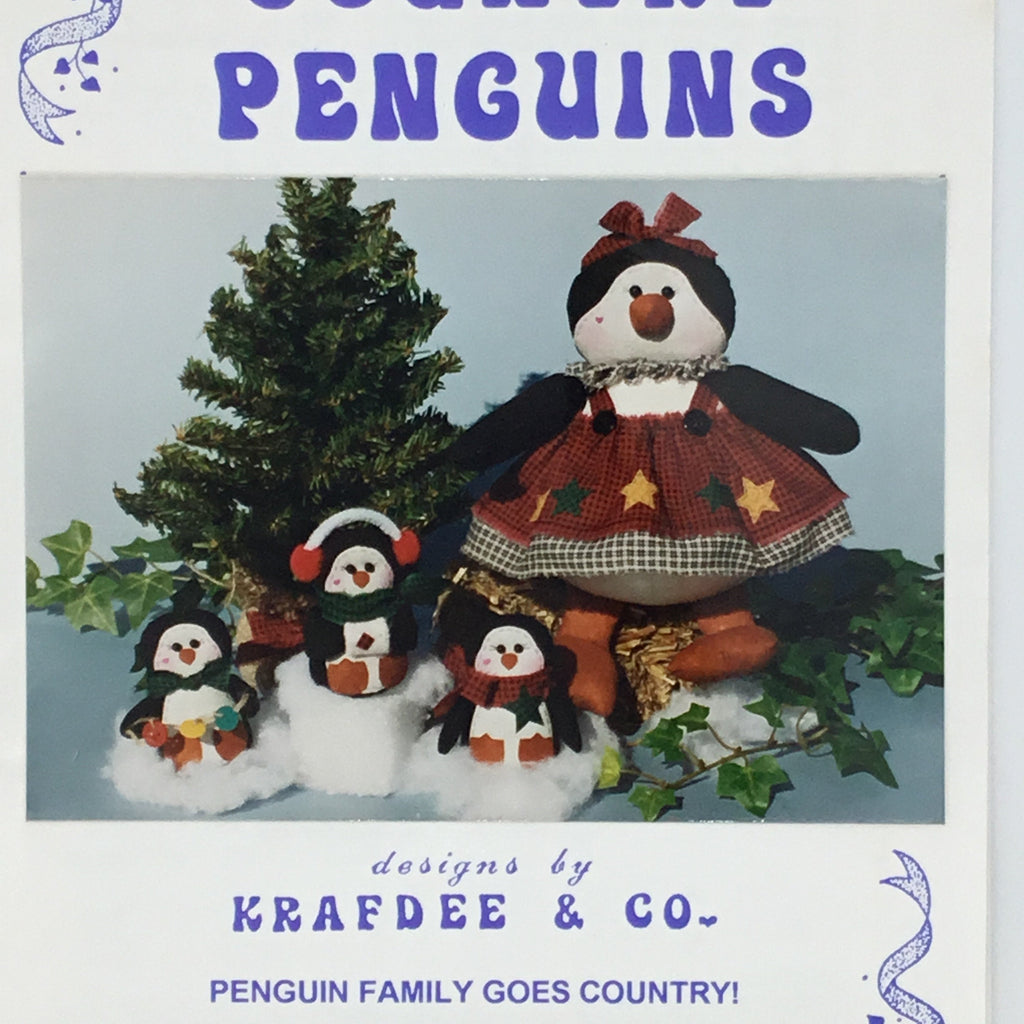 Country Penguins - Krafdee & Co. - Vintage Uncut Stuffed Animal Pattern