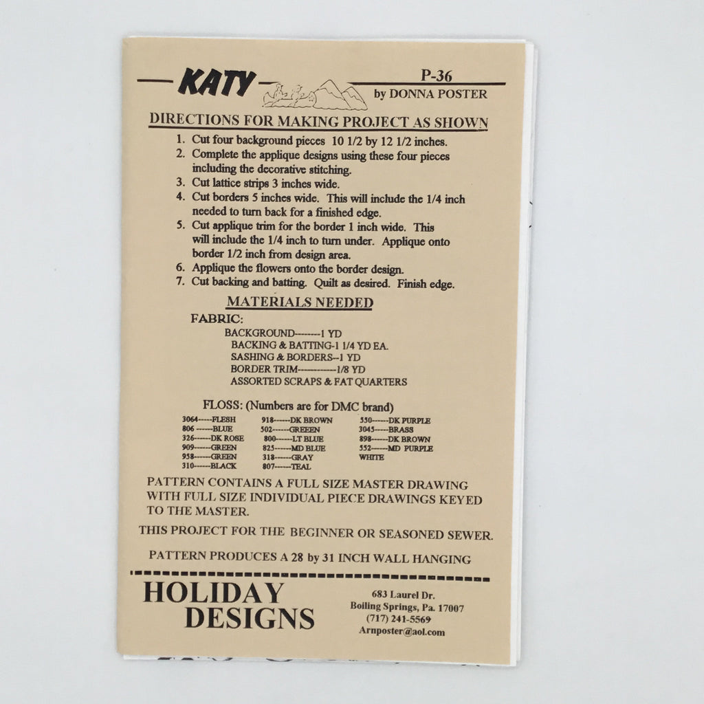 Katy - Holiday Designs #36 - Uncut Quilt Pattern