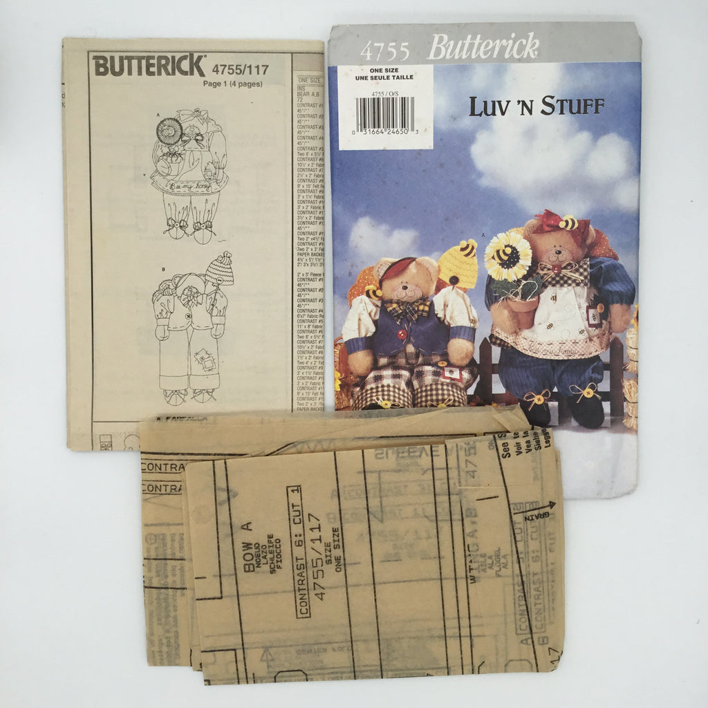 Butterick 4755 (1996) Honey Bears by Luv 'n Stuff - Vintage Uncut Craft Pattern