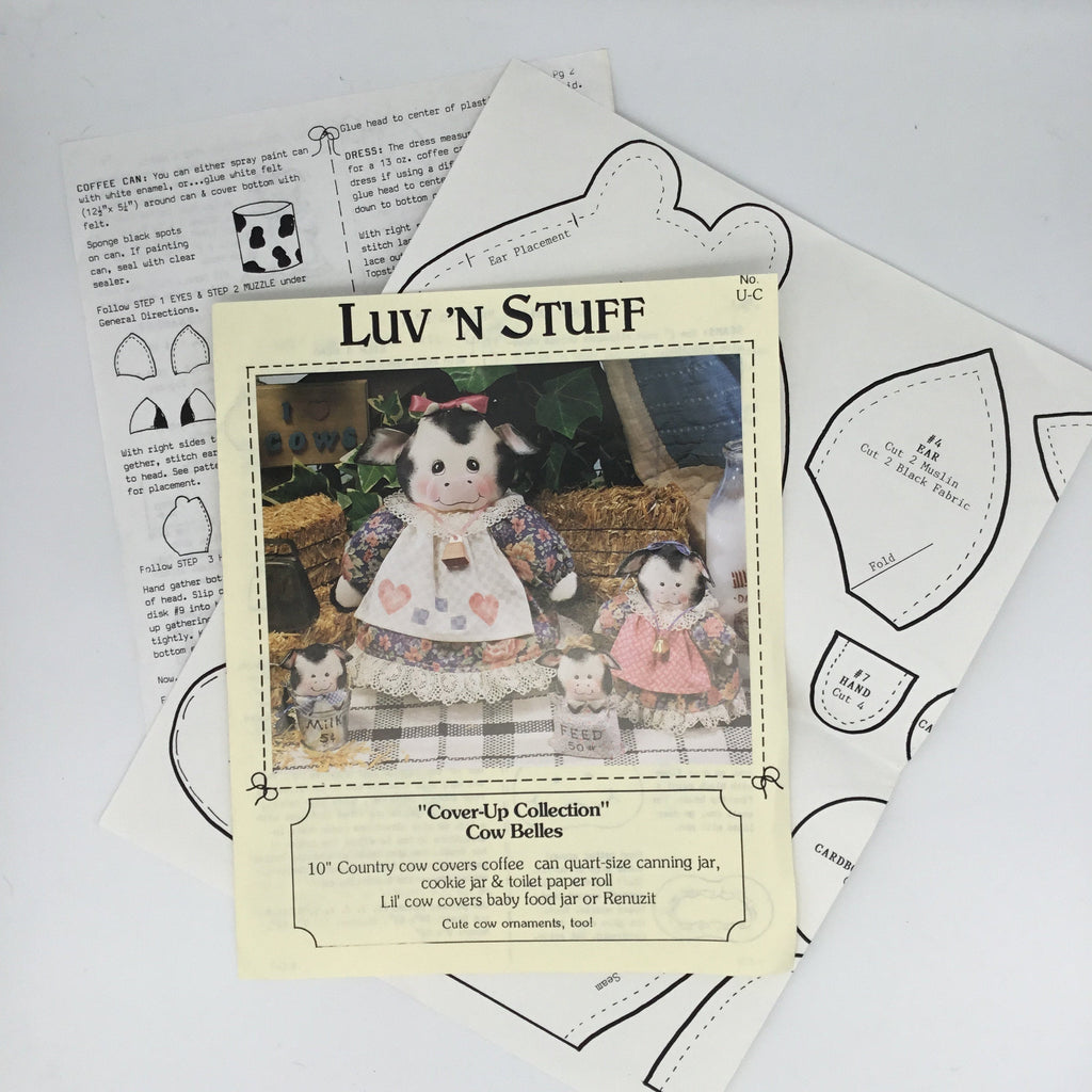 Cow Belles - Cover Up Collection - Luv 'N Stuff - Vintage Uncut Stuffed Animal Craft Pattern