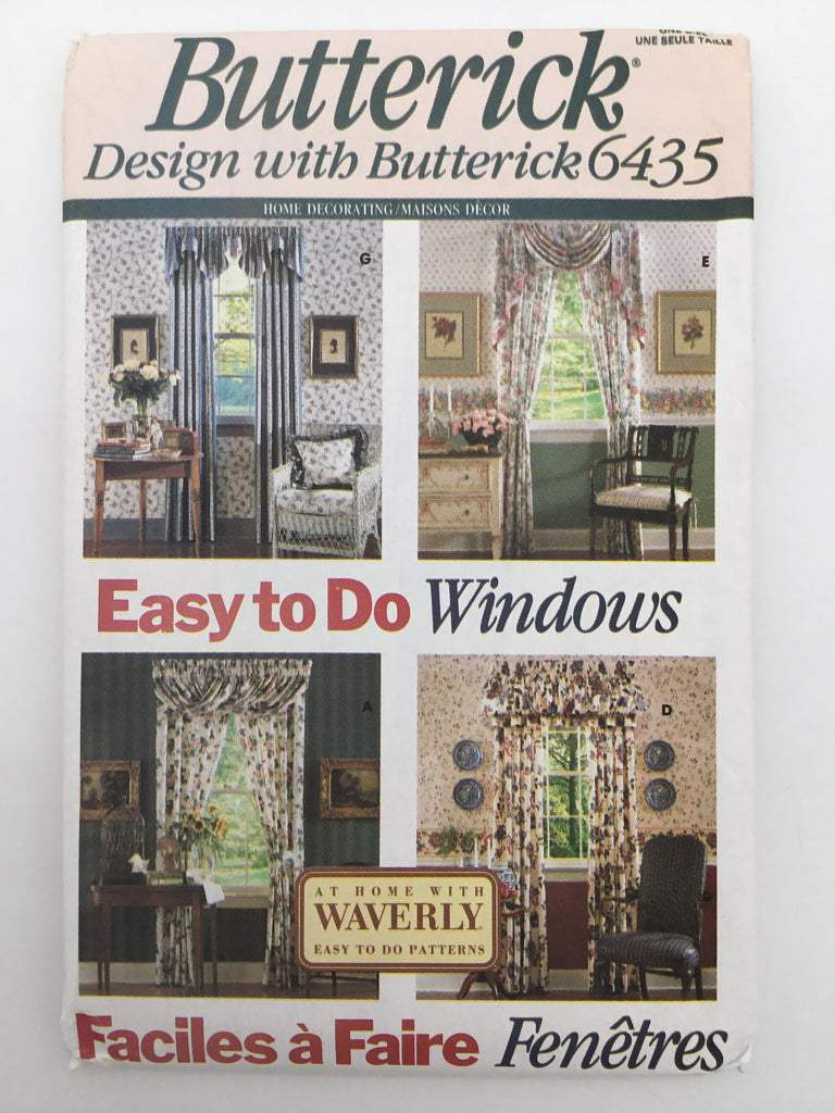 Butterick 6435 (1992) - Waverly Window Treatments - Vintage Uncut Sewing Pattern
