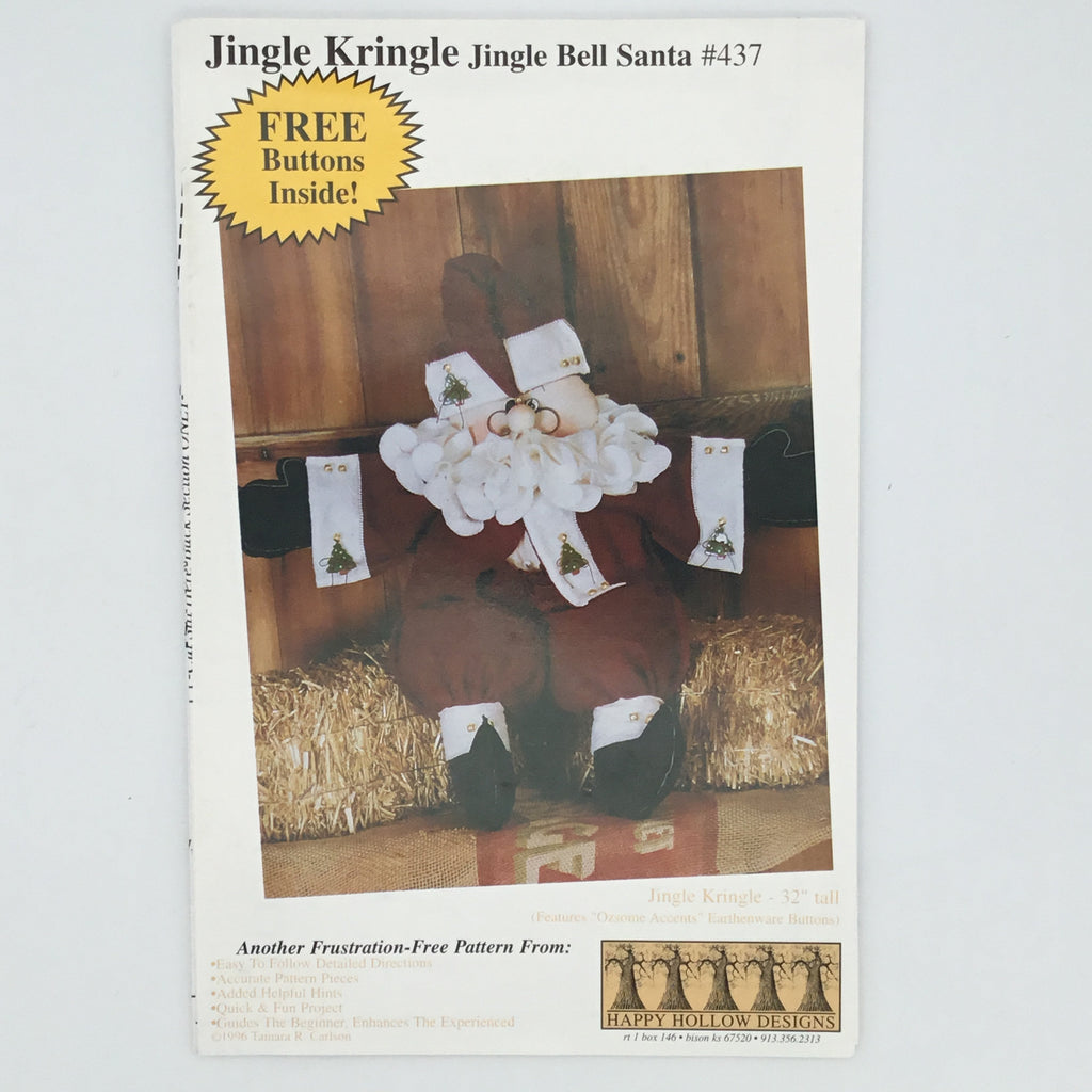 Jingle Kringle - Jingle Bell Santa - Happy Hollow Designs #437 - Vintage Uncut Doll Pattern