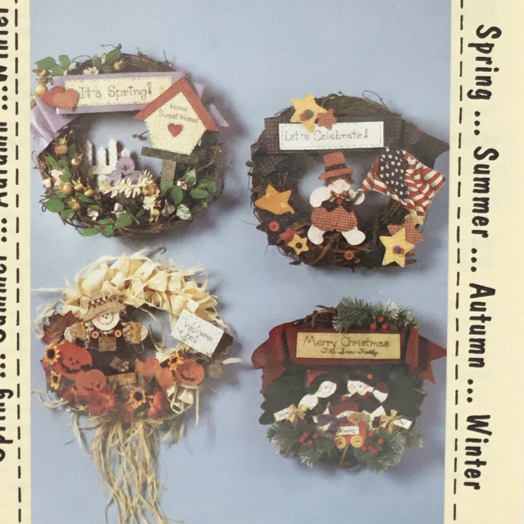 Four Seasons Decorator Wreaths - Luv 'n Stuff - Vintage Uncut Craft Pattern