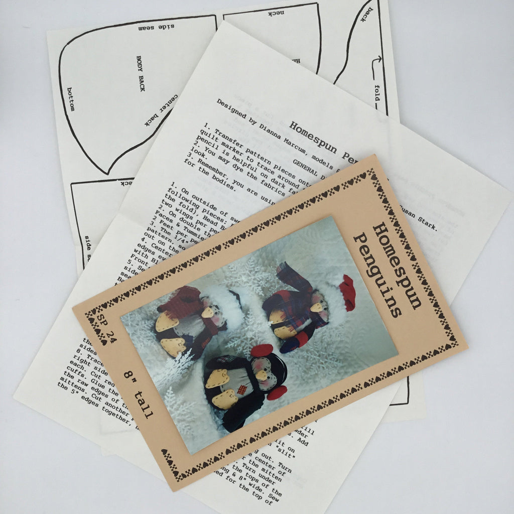 Homespun Penguins - Dianna Marcum Publications - Uncut Craft Pattern