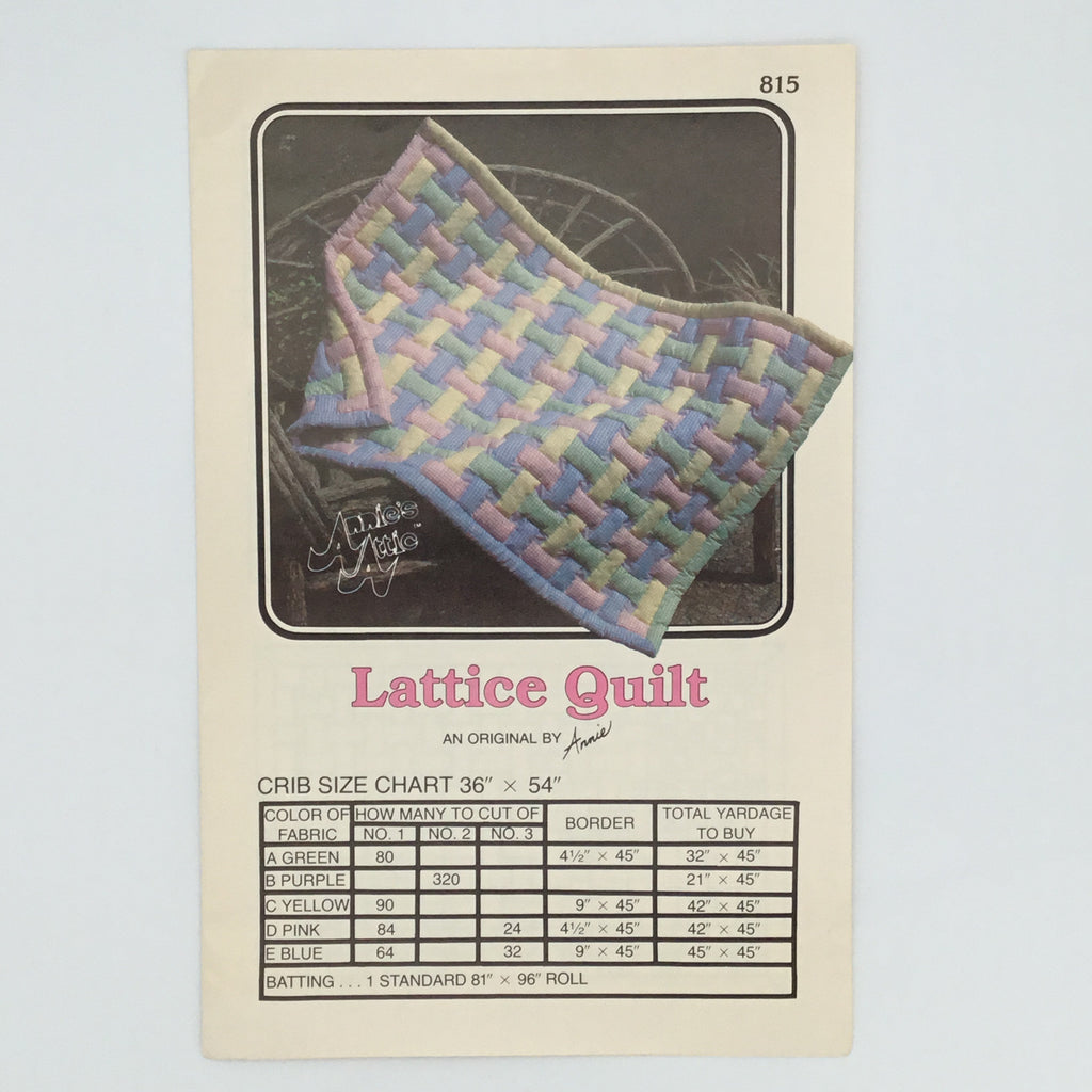 Lattice Quilt - Annie's Attic #815 - Uncut Quilt Pattern