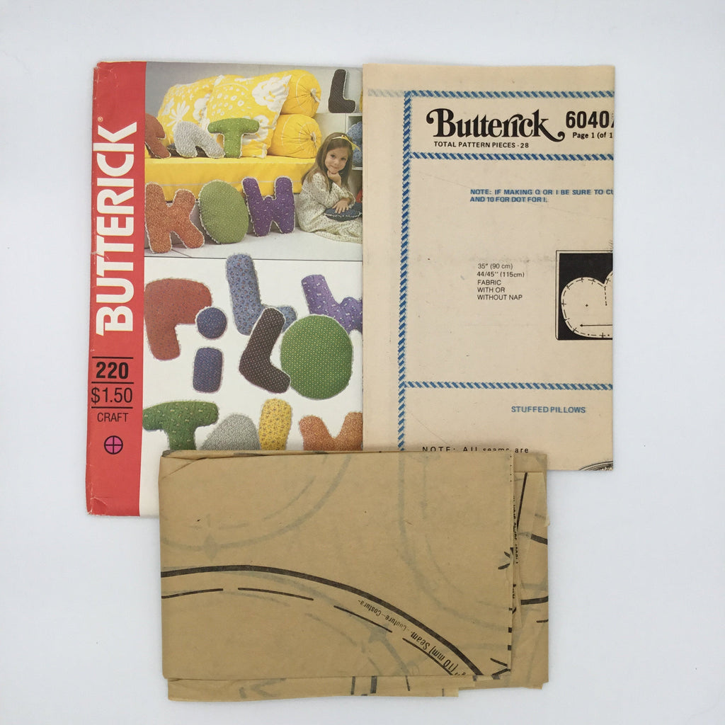 Butterick 220 Stuffed Alphabet Pillows - Vintage Uncut Craft Pattern
