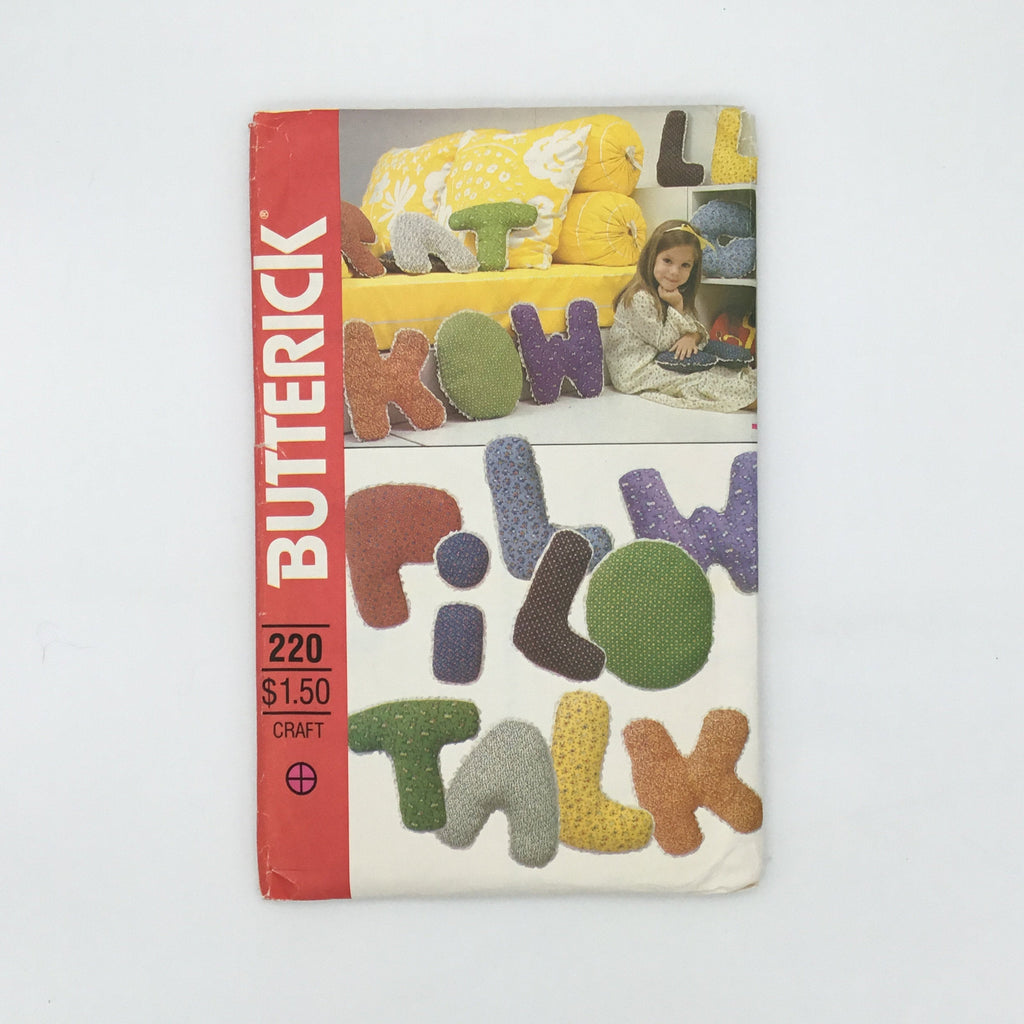 Butterick 220 Stuffed Alphabet Pillows - Vintage Uncut Craft Pattern