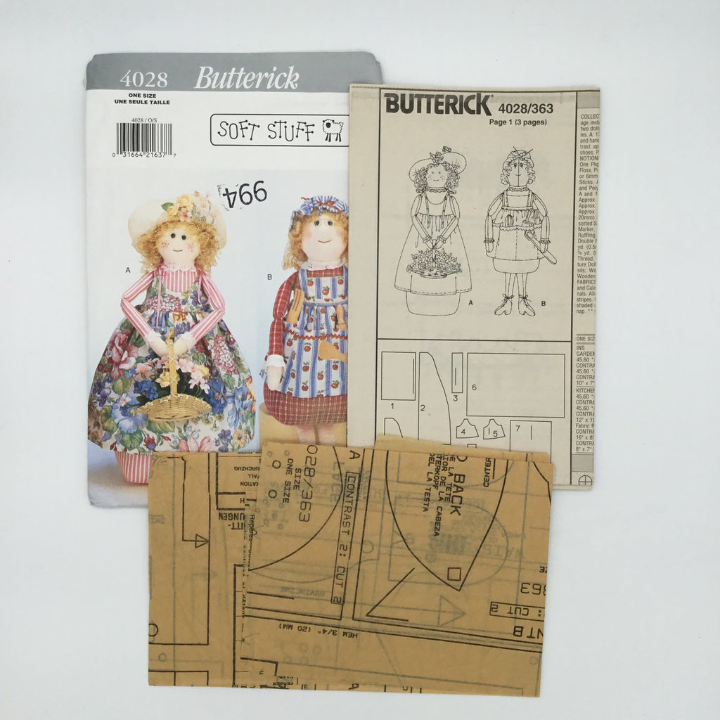 Butterick 4028 (1995) Decorative Dolls in Two Sizes - Vintage Uncut Doll Pattern