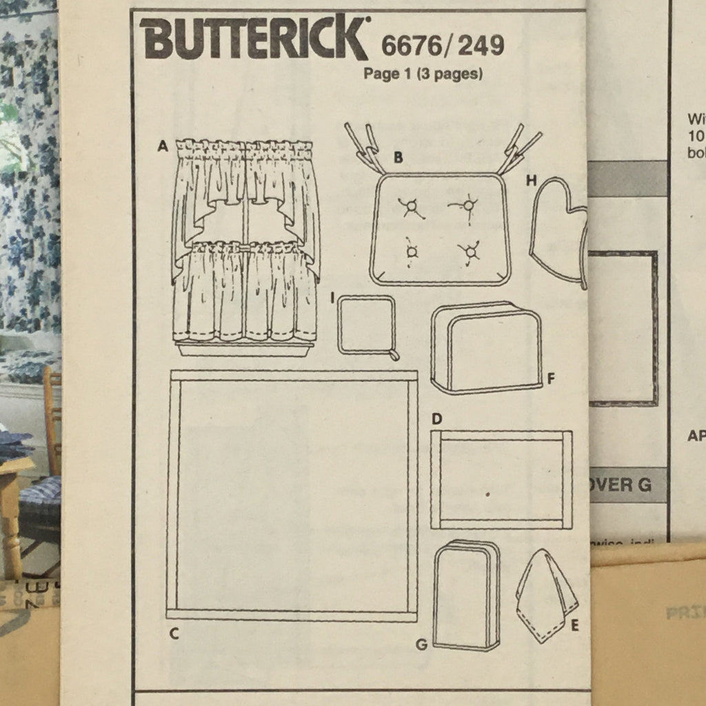 Butterick 249/6676 (1993) Kitchen Accessories - Vintage Uncut Sewing Pattern