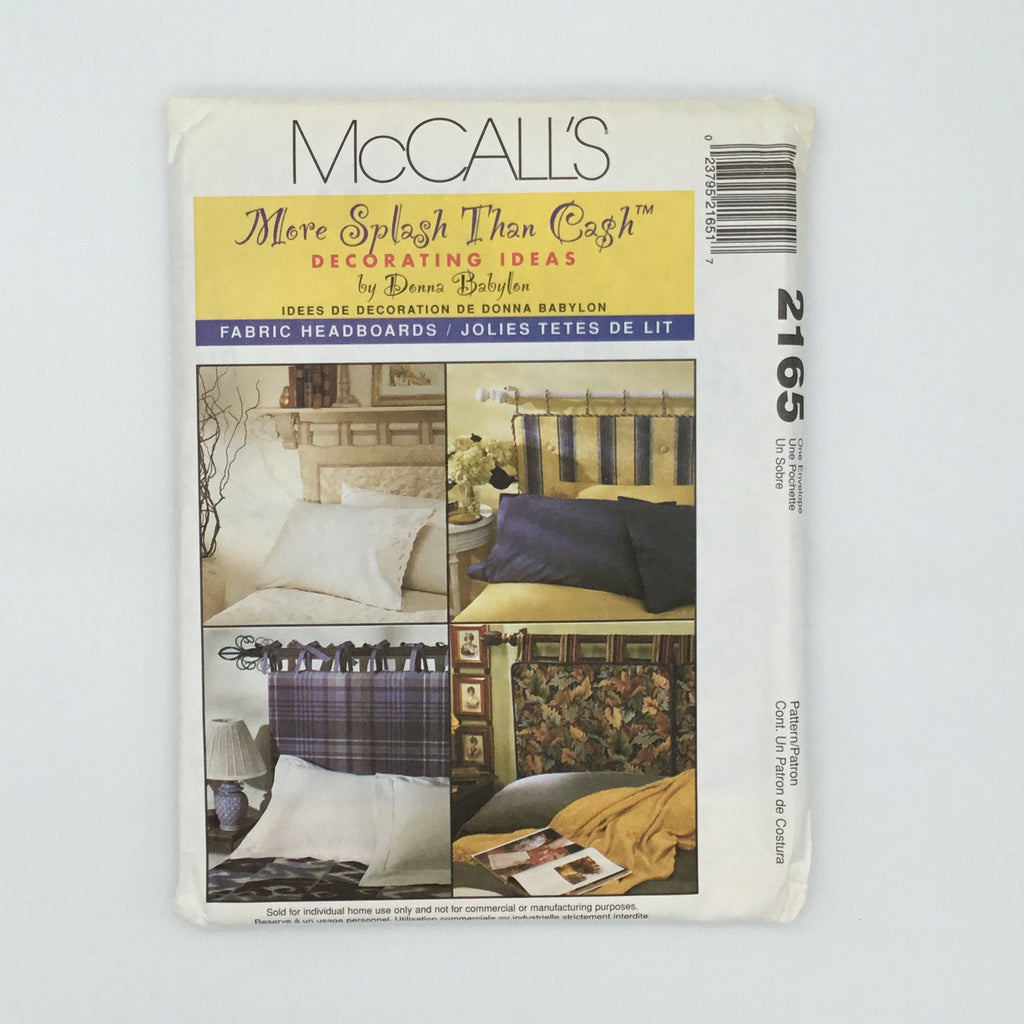 McCall's 2165 (1999) Fabric Headboards - Vintage Uncut Sewing Pattern