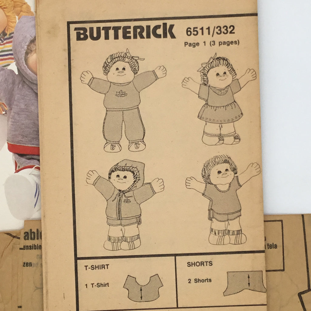 Butterick 6511 Cabbage Patch Kids Doll Clothes - Vintage Uncut Doll Clothes Pattern