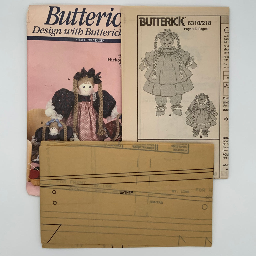 Butterick 6310 (1992) Hickory Stick & Co. Beth and Jennifer Dolls - Vintage Uncut Doll Pattern