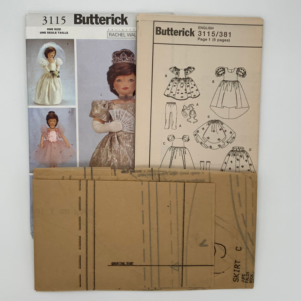 Butterick 3115 (2001) Rachel Wallis 23" Doll Clothes - Uncut Doll Clothes Sewing Pattern