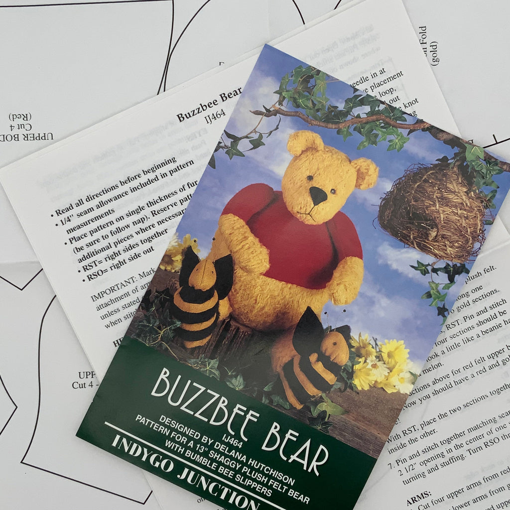 Buzzbee Bear - Indygo Junction - Uncut Stuffed Animal Pattern